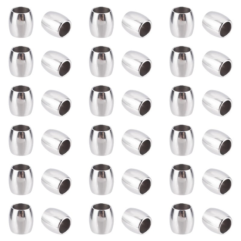 UNICRAFTALE 100pcs 6mm Barrel Pattern Spacer Beads Stainless Steel Loose Beads Metal Small Hole Spacer Beads Parachute Cord Bead Finding for DIY Bracelet Necklace Jewelry Making Hole 4mm - Image 1